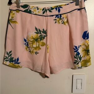 Forever 21 Light Pink Floral Shorts with Navy Piping
